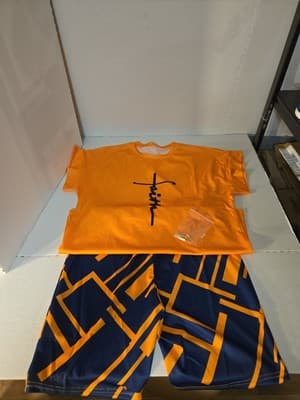 Women's 2 Piece Outfits Summer Faith Print Short Pants Workout Sets NEW - Image 1