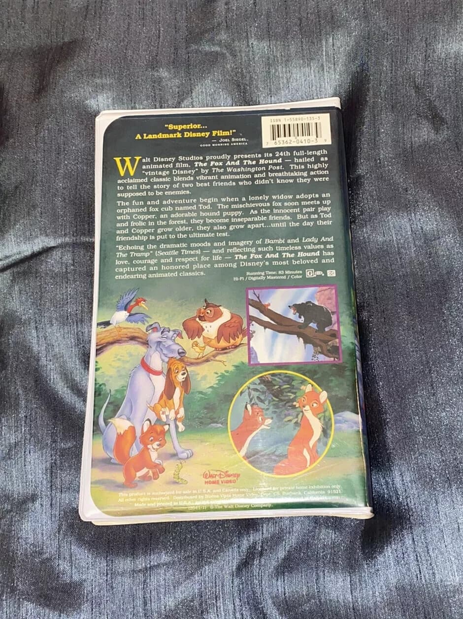 Lot of Black Diamond Disney VHS Tapes Jungle Book Aladdin Fox & Hound Beauty Be - Thumbnail 3