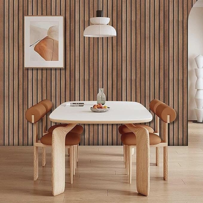 Wood Panel Wallpaper Peel and Stick Brown Striped Wood Slat 17.7 in X 118 in - Thumbnail 7