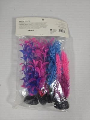 Imagitarium Aquatic Plants Pack Of 4 Fish Tank Pink Blue Purple - Thumbnail 2