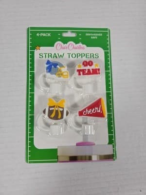 CharCharms Straw Toppers 4 Pk Go Team - Image 1