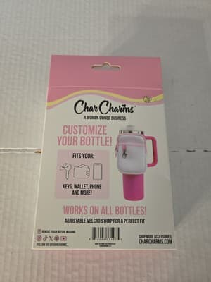 CharCharms Water Bottle Pouch Bag Travel Tumbler Pink NEW - Thumbnail 2