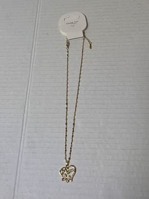 18k Gold Plated Butterfly Heart Shaped CZ Diamond Necklace For Mom NEW - Thumbnail 2