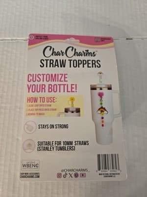 CharCharms 4 pack Straw Toppers Flowers for Stanley Tumblers - Thumbnail 3