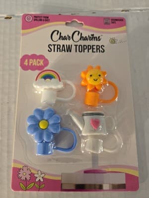 CharCharms 4 pack Straw Toppers Flowers for Stanley Tumblers - Thumbnail 2