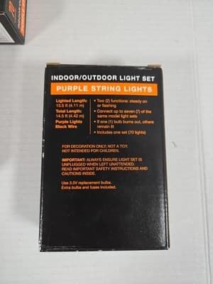 2 Pack Trick Or Treat Halloween Purple String Light 70 Lights - Thumbnail 2