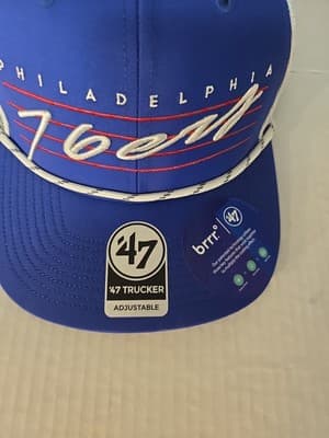 Philadelphia 76ers 47 Brand Trucker Blue Downburst Snapback Rope Hat Script - Thumbnail 5