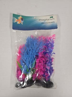 Imagitarium Aquatic Plants Pack Of 4 Fish Tank Pink Blue Purple - Image 1