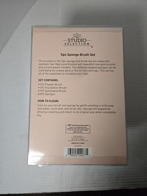 Brand New Studio Selection 5pc~Sponge Brush Set~Leopard Print/ Rose Gold Gift - Thumbnail 2