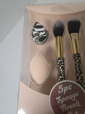 Brand New Studio Selection 5pc~Sponge Brush Set~Leopard Print/ Rose Gold Gift - Thumbnail 4