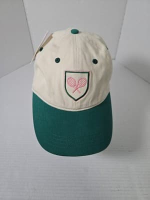 Frasier Sterling Sport Tennis Crest Baseball Cap Cream Green Adjustable Strap - Image 1