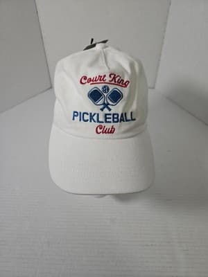 Pickleball Court King Embroidered White Adjustable Cap Hat - Image 1