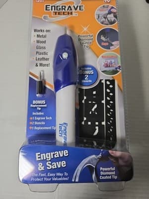 Engrave-It Pro Engraving Pen Tool Engrave Anything! Diamond Coated Tip Stencils - Thumbnail 3
