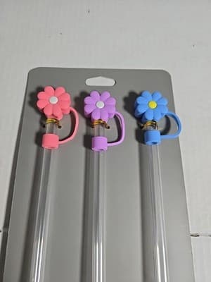 Set of 3 Tumbler Straw Toppers With Reusable Straws For 30/40oz Stanleys NEW - Image 1