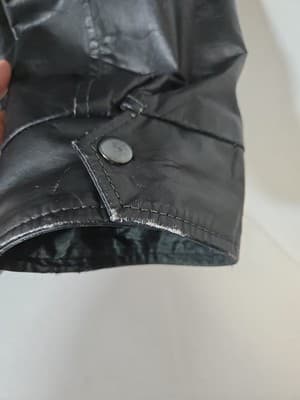 Mens Soft Genuine Leather Jacket Pockets Solid Black Line Size 44R - Thumbnail 4