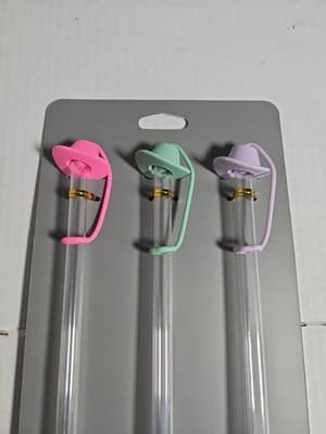 Set of 3 Tumbler Straw Toppers With Reusable Straws For 30/40oz Stanleys NEW - Image 1