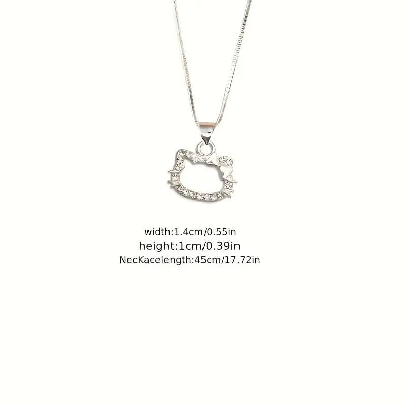 Hello Kitty Silver Pave Cubic Zirconia Pendant Necklace New - Thumbnail 3
