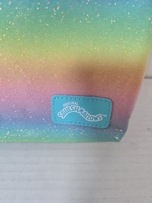 Squishmallows Girl's Blue Cow Mini Backpack Fuzzy Velour 11" Glitter Rainbow NWT - Thumbnail 5