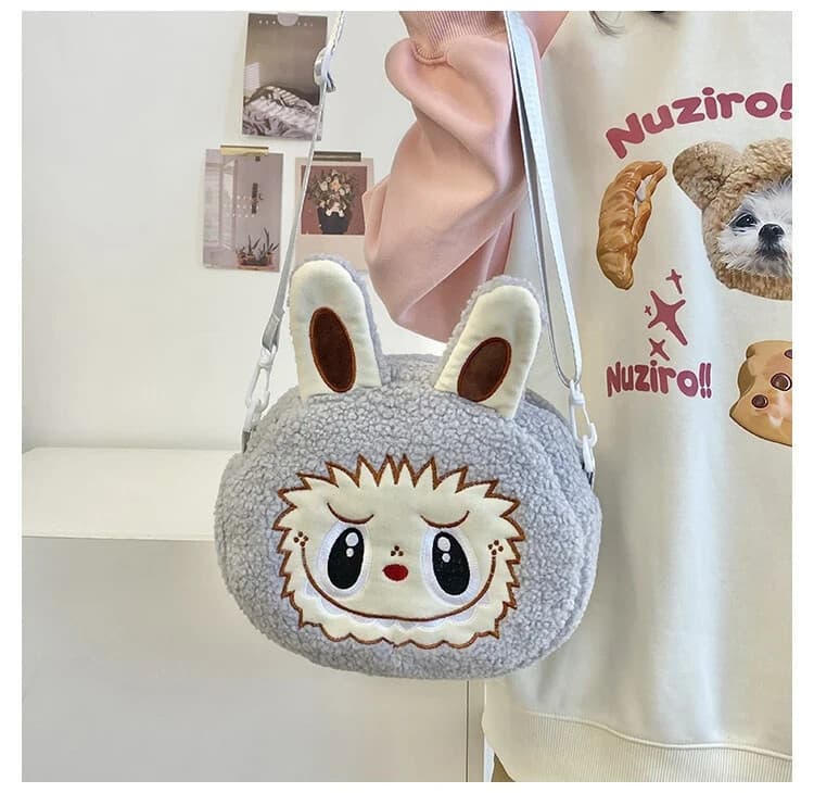 Crossbody Bag Plush Wallet Mobile Bag Cartoon Women Shoulder Bag Casual Gray NEW - Thumbnail 2