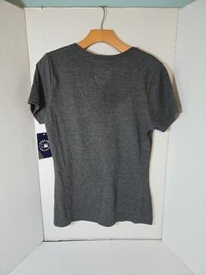 Women’s New York Mets V-Neck T-Shirt Charcoal Heather Majestic NWT - Thumbnail 4