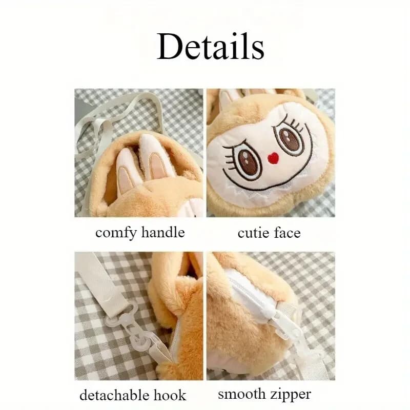 Cute Bunny Plush Crossbody Bag | Long Ears Cartoon Shoulder Travel Bag NEW - Thumbnail 2