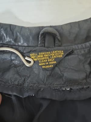 Mens Soft Genuine Leather Jacket Pockets Solid Black Line Size 44R - Thumbnail 7