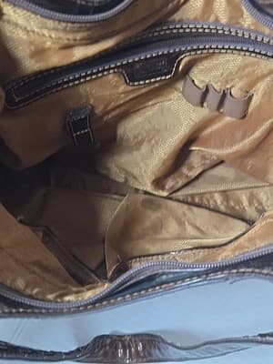 MC Madi Claire Tan/Dark Brown Color Crocodile Embossed Hand Bag Good - Thumbnail 8