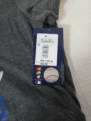 Women’s New York Mets V-Neck T-Shirt Charcoal Heather Majestic NWT - Thumbnail 6