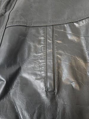 Mens Soft Genuine Leather Jacket Pockets Solid Black Line Size 44R - Thumbnail 10