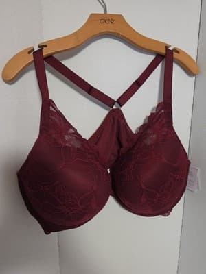 NWT Auden Red Laced Push-Up Plunge Coverage Underwire Bra Size 46C - Image 1