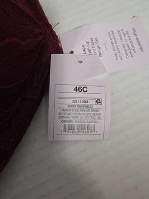 NWT Auden Red Laced Push-Up Plunge Coverage Underwire Bra Size 46C - Thumbnail 7