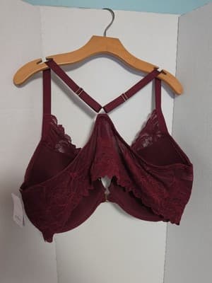 NWT Auden Red Laced Push-Up Plunge Coverage Underwire Bra Size 46C - Thumbnail 2