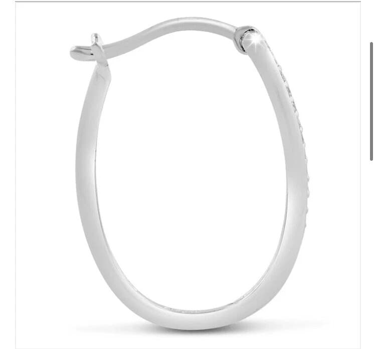 1/4ct Diamond Oval Hoop Earrings. Amazing Oval Shaped Style! - Thumbnail 3