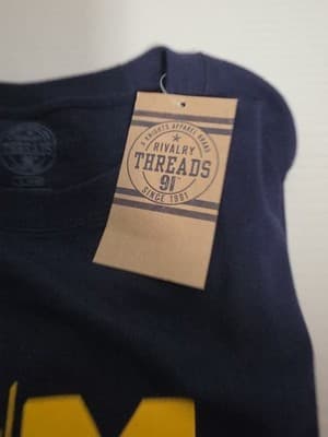 Michigan Wolverines S/S Shirt Mens L Blue Rivalry Threads 91 Apparel NEW - Thumbnail 3