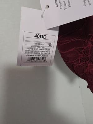 NWT Auden Red Laced Push-Up Plunge Coverage Underwire Bra Size 46DD - Thumbnail 6