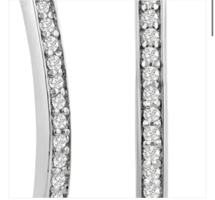 1/4ct Diamond Oval Hoop Earrings. Amazing Oval Shaped Style! - Thumbnail 5