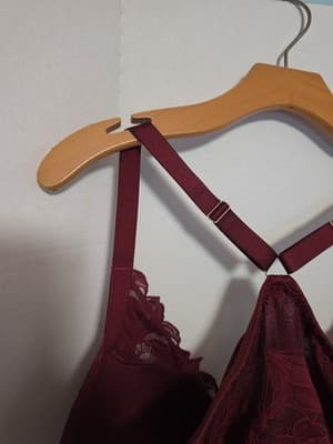 NWT Auden Red Laced Push-Up Plunge Coverage Underwire Bra Size 46C - Thumbnail 3