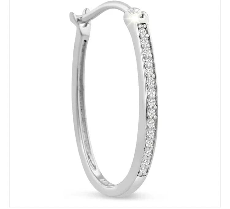 1/4ct Diamond Oval Hoop Earrings. Amazing Oval Shaped Style! - Thumbnail 2