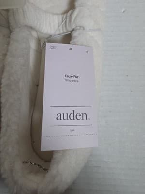 Auden Cream Faux Fur Slippers Size 11 - Thumbnail 3