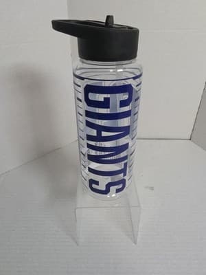New York Giants NFL Team Logo Clear Plastic Water Bottle with Black Lid NEW - Image 1