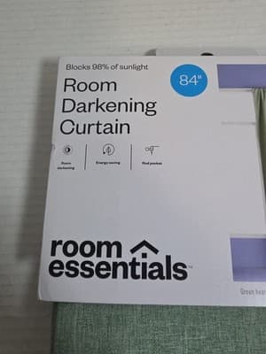 Room Essentials 84” Room Darkening Curtain Green Heather 42W X 84L New - Thumbnail 2