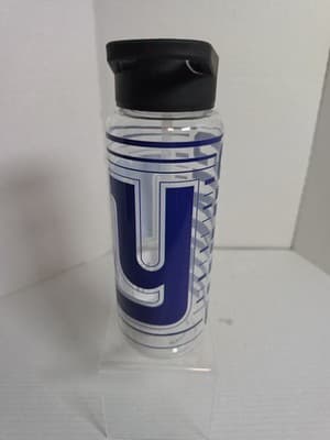 New York Giants NFL Team Logo Clear Plastic Water Bottle with Black Lid NEW - Thumbnail 4