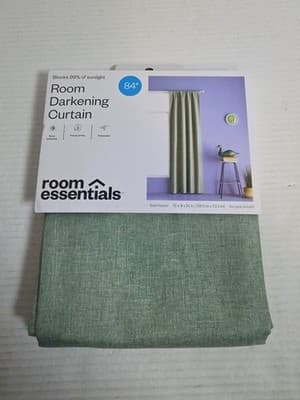 Room Essentials 84” Room Darkening Curtain Green Heather 42W X 84L New - Image 1