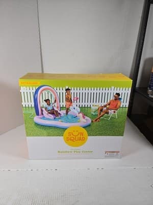 Sun Squad Inflatable Rainbow Play Center. Pool With Built-In Sprinkler - Image 1