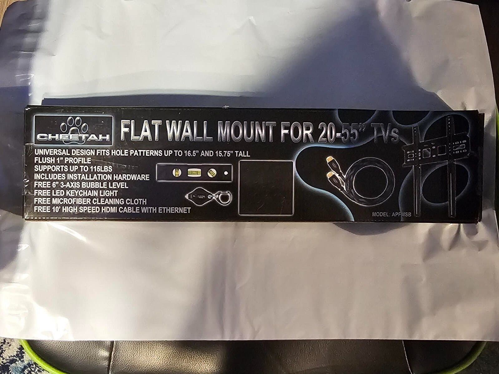 Cheetah APFMSB Flush 1" Flat Wall Mount Bracket for 20-55" TVs NEW - Image 1