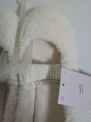Auden Cream Faux Fur Slippers Size 11 - Thumbnail 7