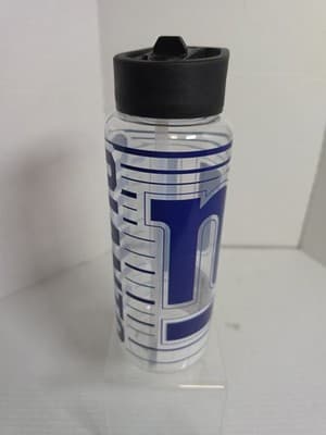 New York Giants NFL Team Logo Clear Plastic Water Bottle with Black Lid NEW - Thumbnail 2