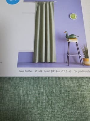 Room Essentials 84” Room Darkening Curtain Green Heather 42W X 84L New - Thumbnail 3