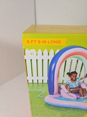 Sun Squad Inflatable Rainbow Play Center. Pool With Built-In Sprinkler - Thumbnail 6