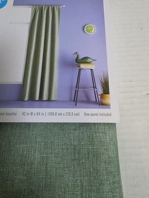 Room Essentials 84” Room Darkening Curtain Green Heather 42W X 84L New - Thumbnail 4
